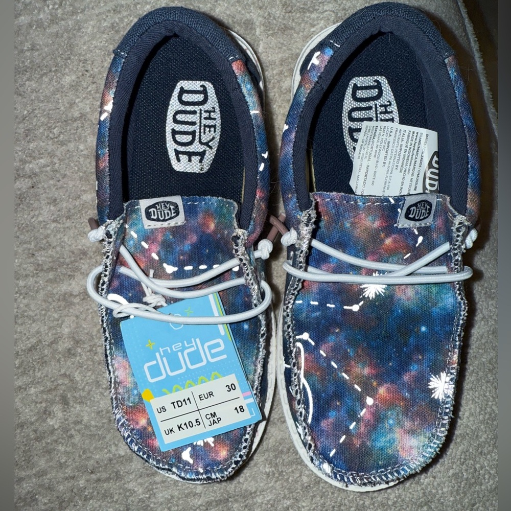 Hey Dude Wally Youth Galaxy Blue Metallic Shoes